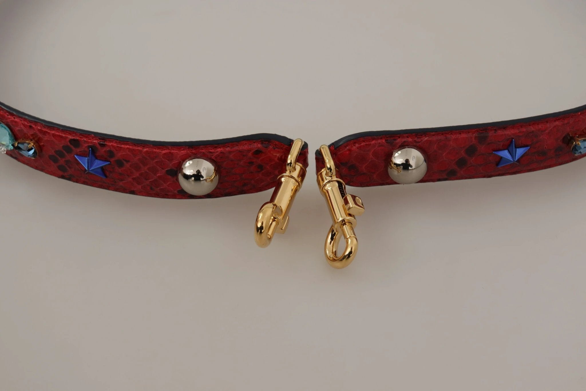 Dolce & Gabbana Red Exotic Leather Crystals Shoulder Strap by Dolce & Gabbana