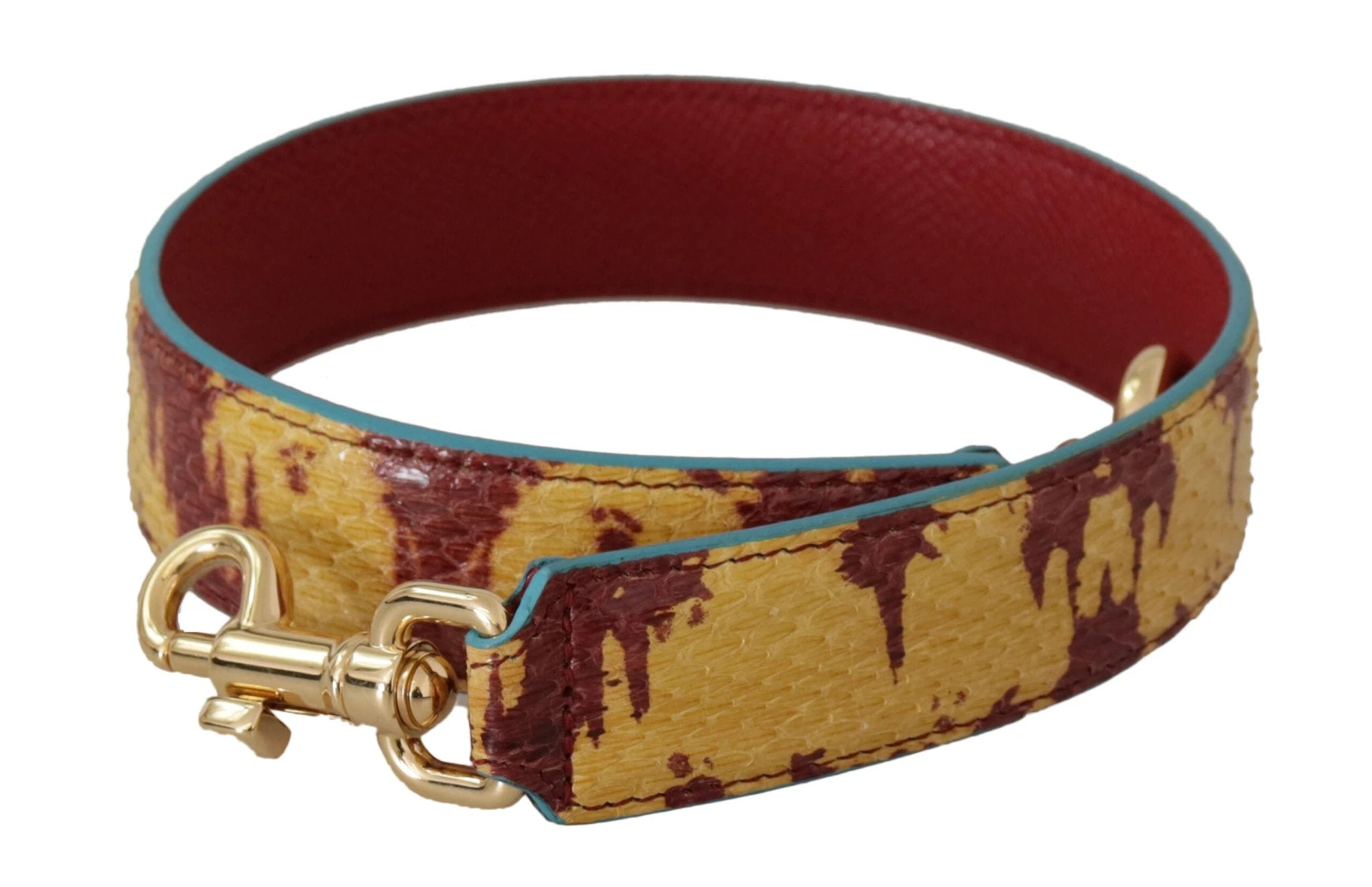 Dolce & Gabbana Yellow Red Leather Gold Tone Shoulder Strap by Dolce & Gabbana