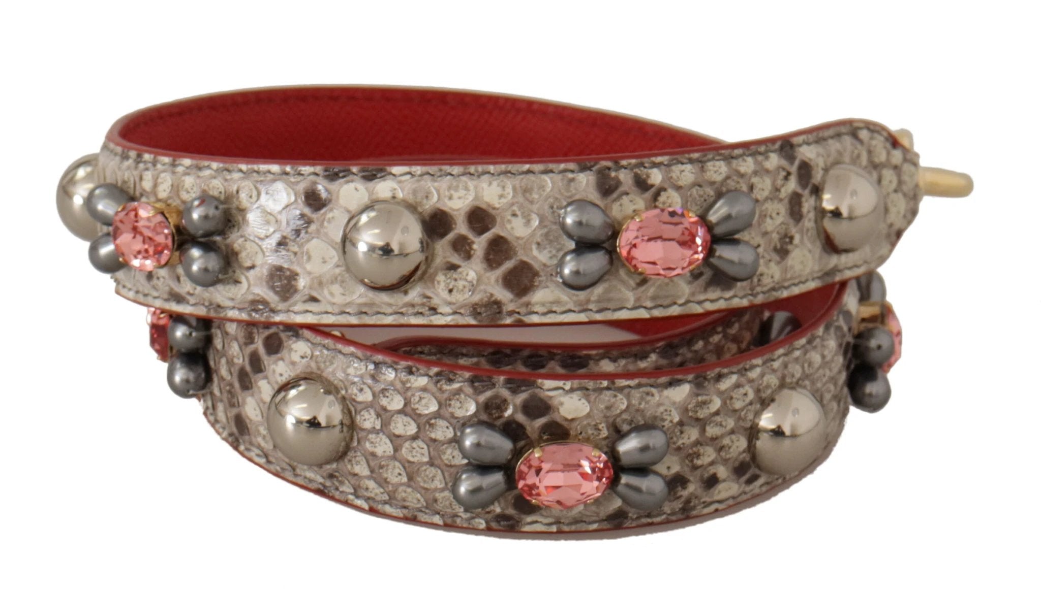 Dolce & Gabbana Beige Exotic Leather Studded Shoulder Strap by Dolce & Gabbana