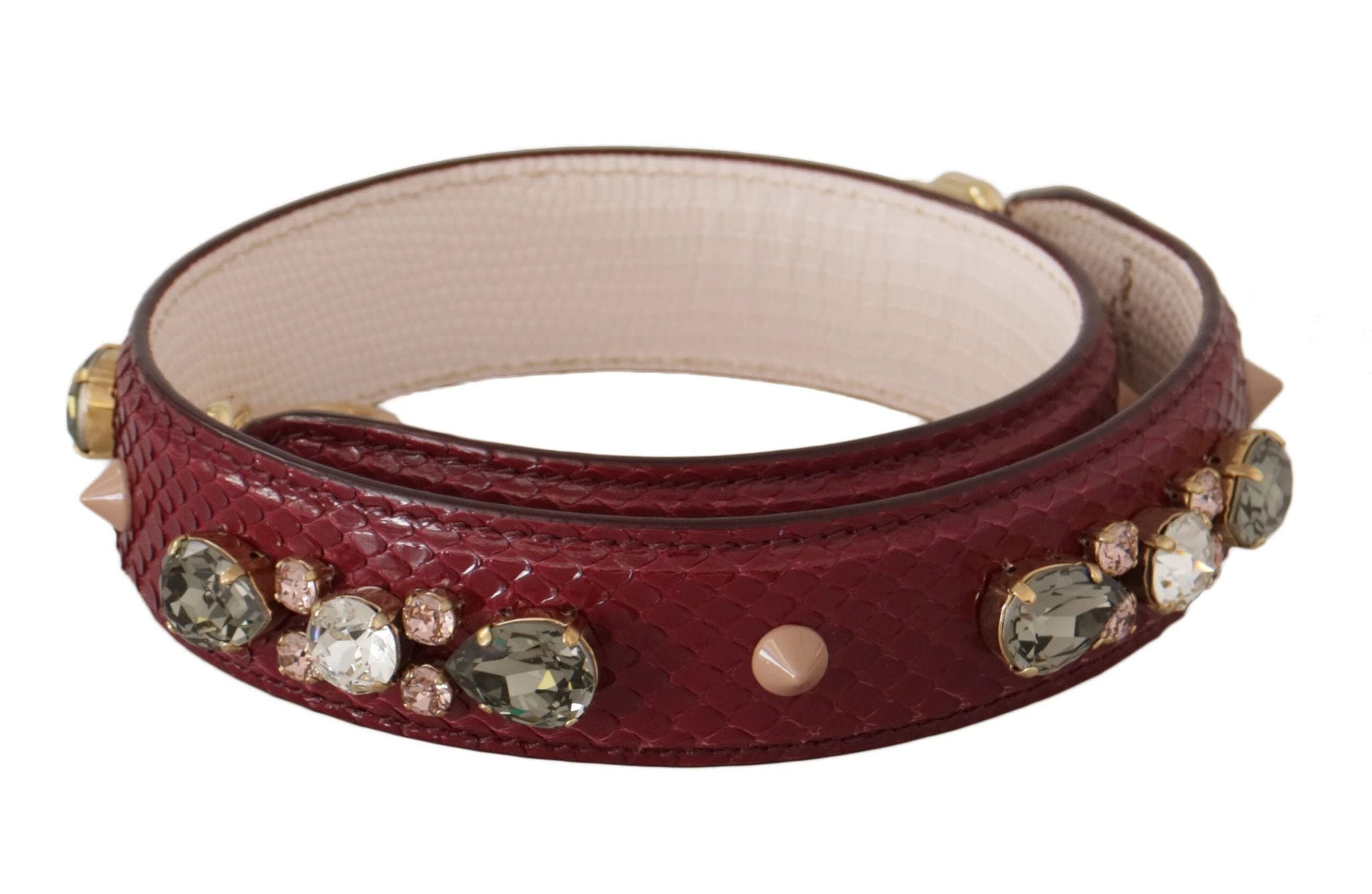Dolce & Gabbana Bordeaux Leather Crystals Bag Shoulder Strap by Dolce & Gabbana