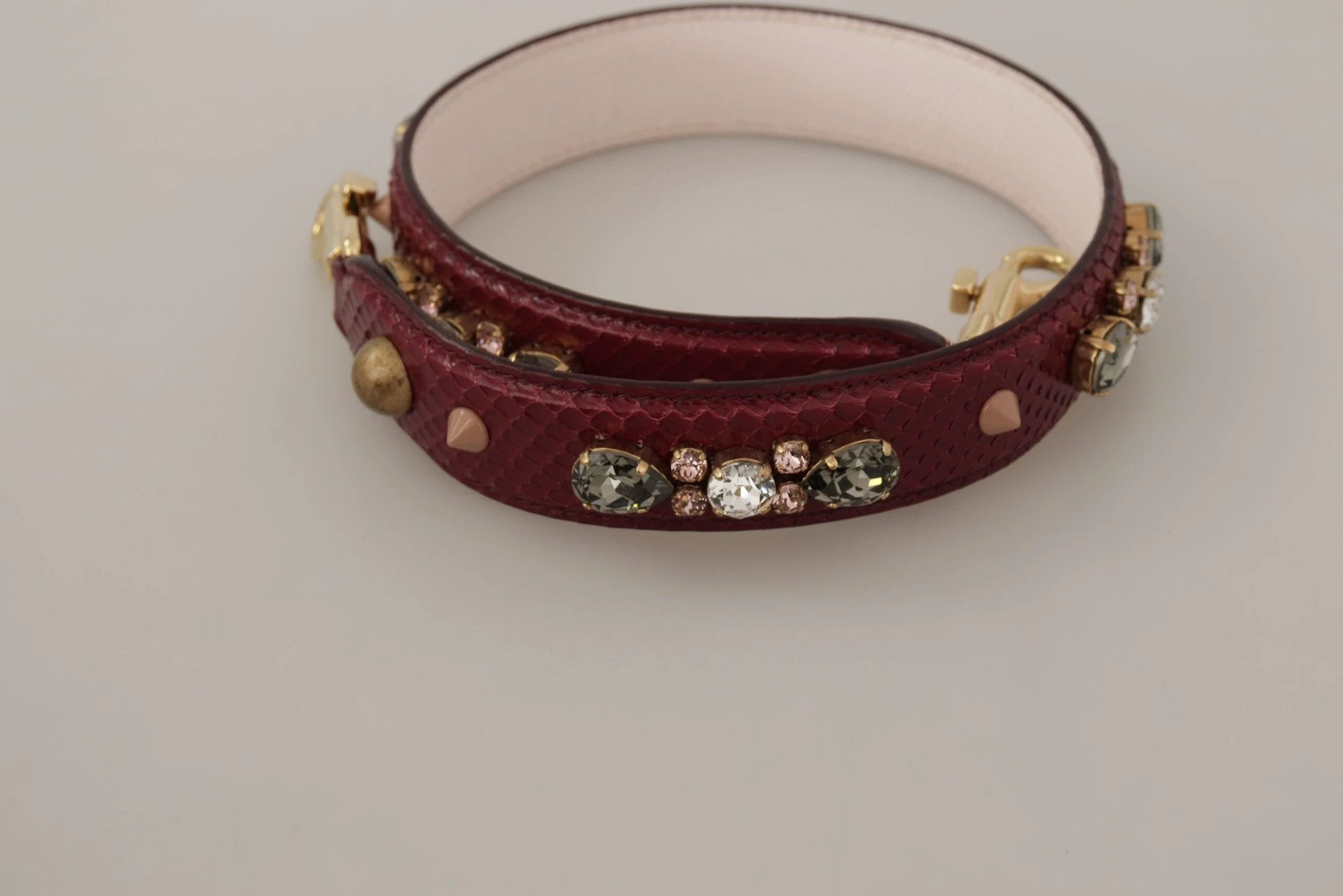 Dolce & Gabbana Bordeaux Leather Crystals Bag Shoulder Strap by Dolce & Gabbana