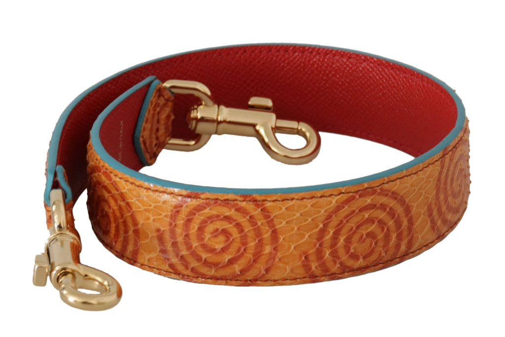 Dolce & Gabbana Orange Leather Swirl Print Bag Shoulder Strap by Dolce & Gabbana