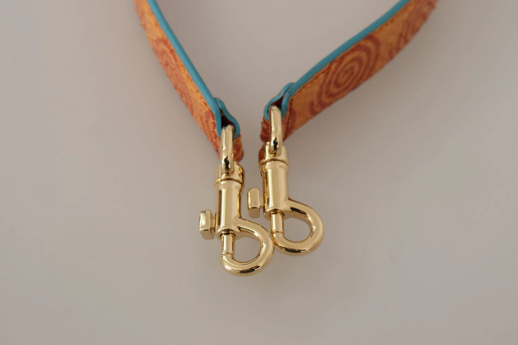 Dolce & Gabbana Orange Leather Swirl Print Bag Shoulder Strap by Dolce & Gabbana