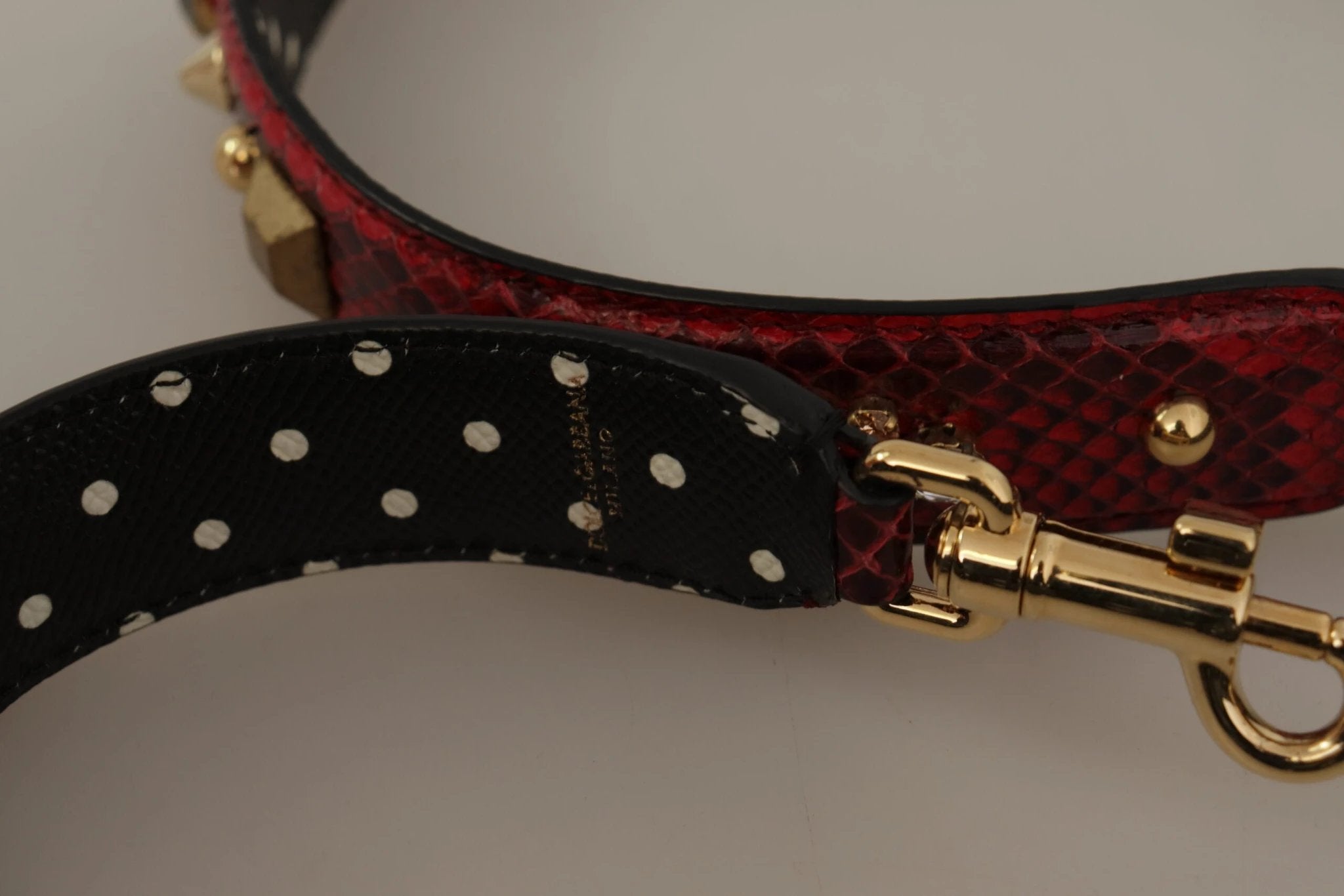 Dolce & Gabbana Red Python Leather Crystals Reversible Shoulder Strap by Dolce & Gabbana