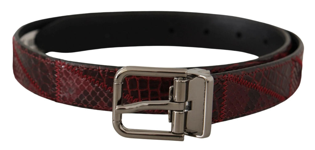 Dolce & Gabbana Red Exotic Leather Metal Logo Buckle Belt by Dolce & Gabbana