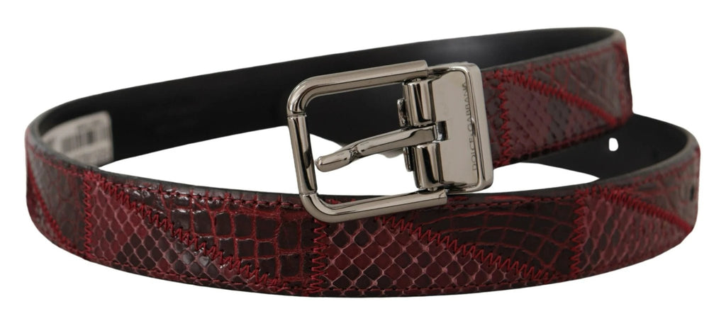 Dolce & Gabbana Red Exotic Leather Metal Logo Buckle Belt by Dolce & Gabbana