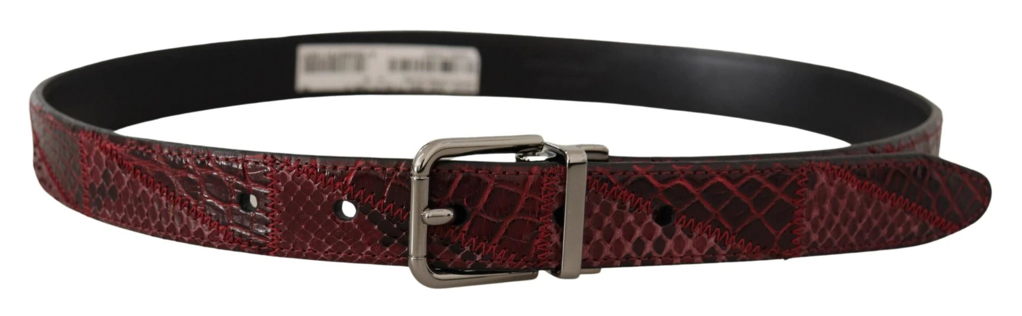 Dolce & Gabbana Red Exotic Leather Metal Logo Buckle Belt by Dolce & Gabbana