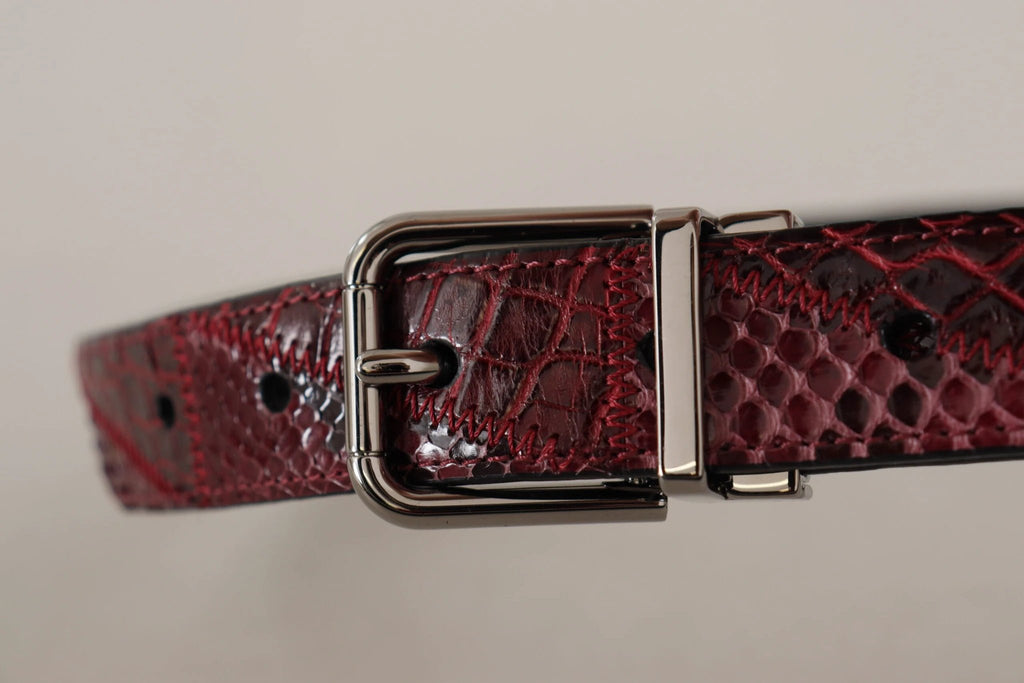 Dolce & Gabbana Red Exotic Leather Metal Logo Buckle Belt by Dolce & Gabbana