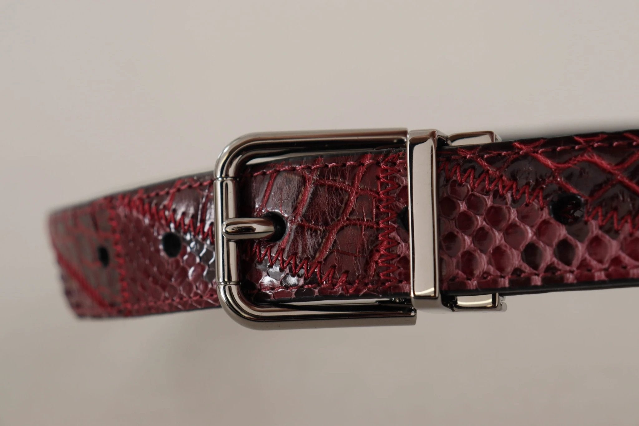 Dolce & Gabbana Red Exotic Leather Metal Logo Buckle Belt by Dolce & Gabbana