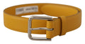 Dolce & Gabbana Yellow Leather Silver Tone Logo Metal Buckle Belt by Dolce & Gabbana
