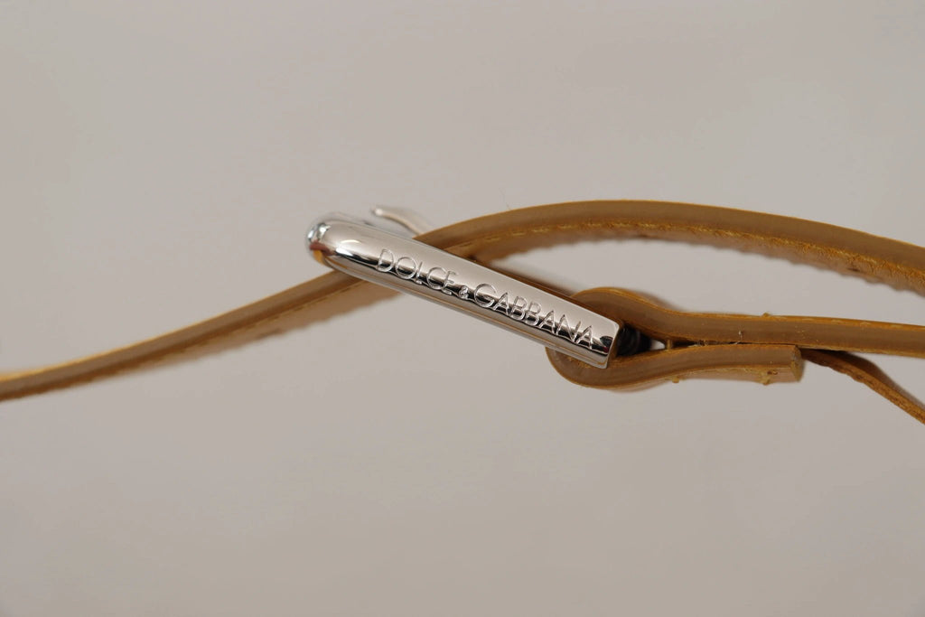 Dolce & Gabbana Yellow Leather Silver Tone Logo Metal Buckle Belt by Dolce & Gabbana