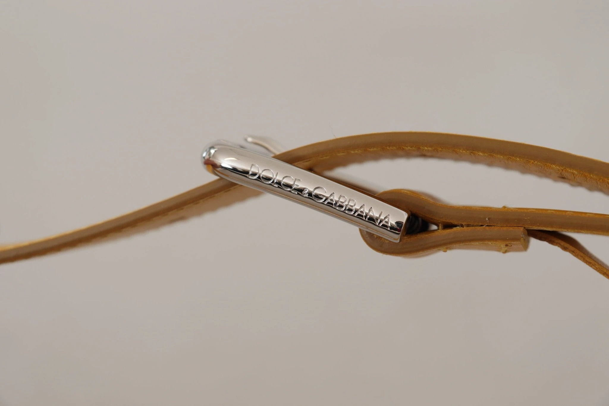 Dolce & Gabbana Yellow Leather Silver Tone Logo Metal Buckle Belt by Dolce & Gabbana