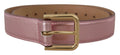 Dolce & Gabbana Metallic Pink Polished Leather Logo Metal Buckle Belt by Dolce & Gabbana