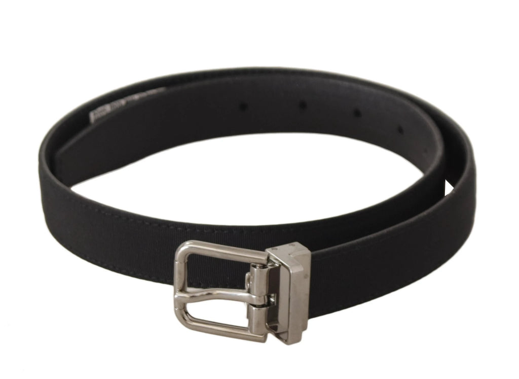 Dolce & Gabbana Black Canvas Leather Silver Tone Metal Buckle Belt by Dolce & Gabbana