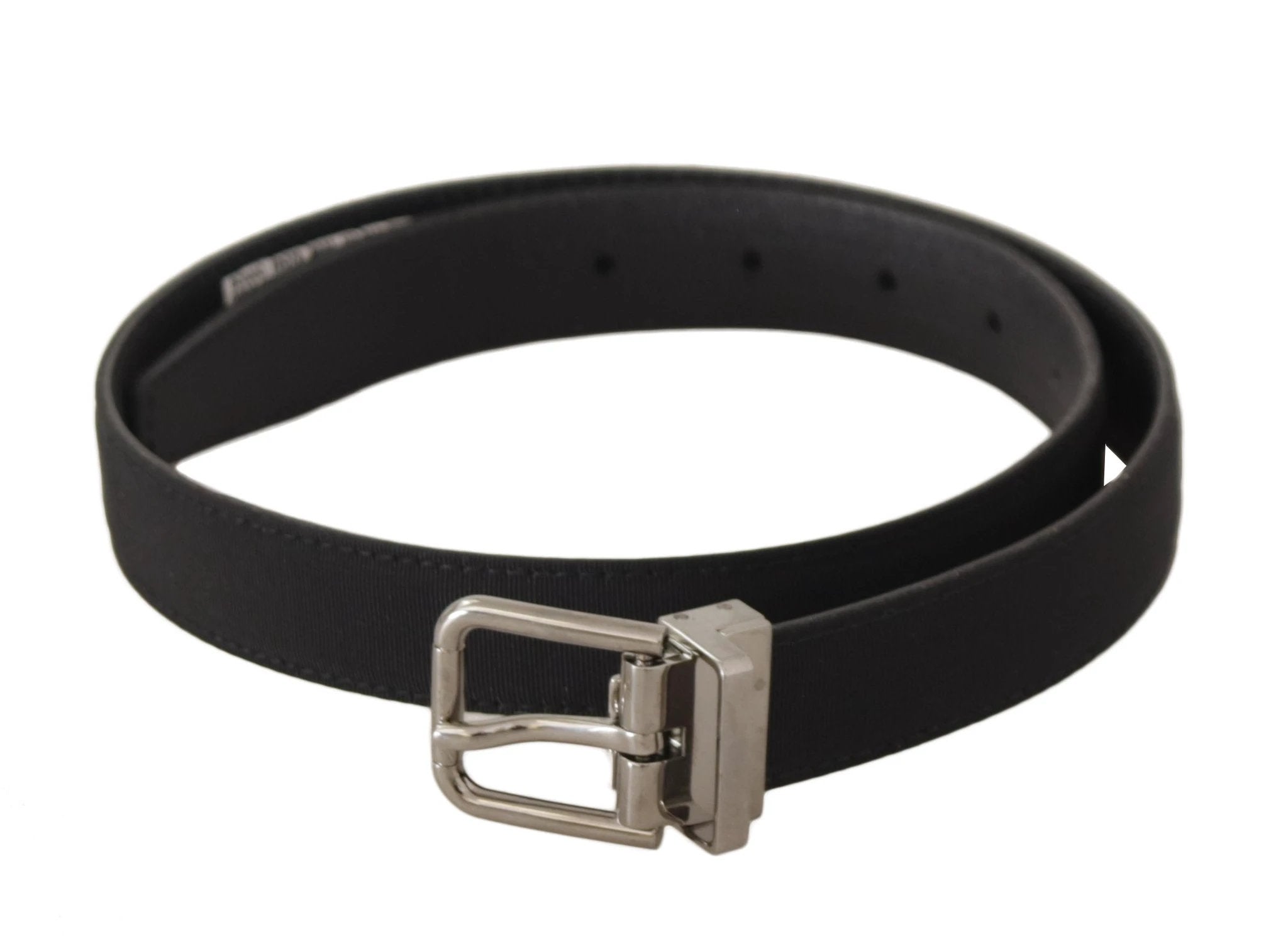 Dolce & Gabbana Black Canvas Leather Silver Tone Metal Buckle Belt by Dolce & Gabbana