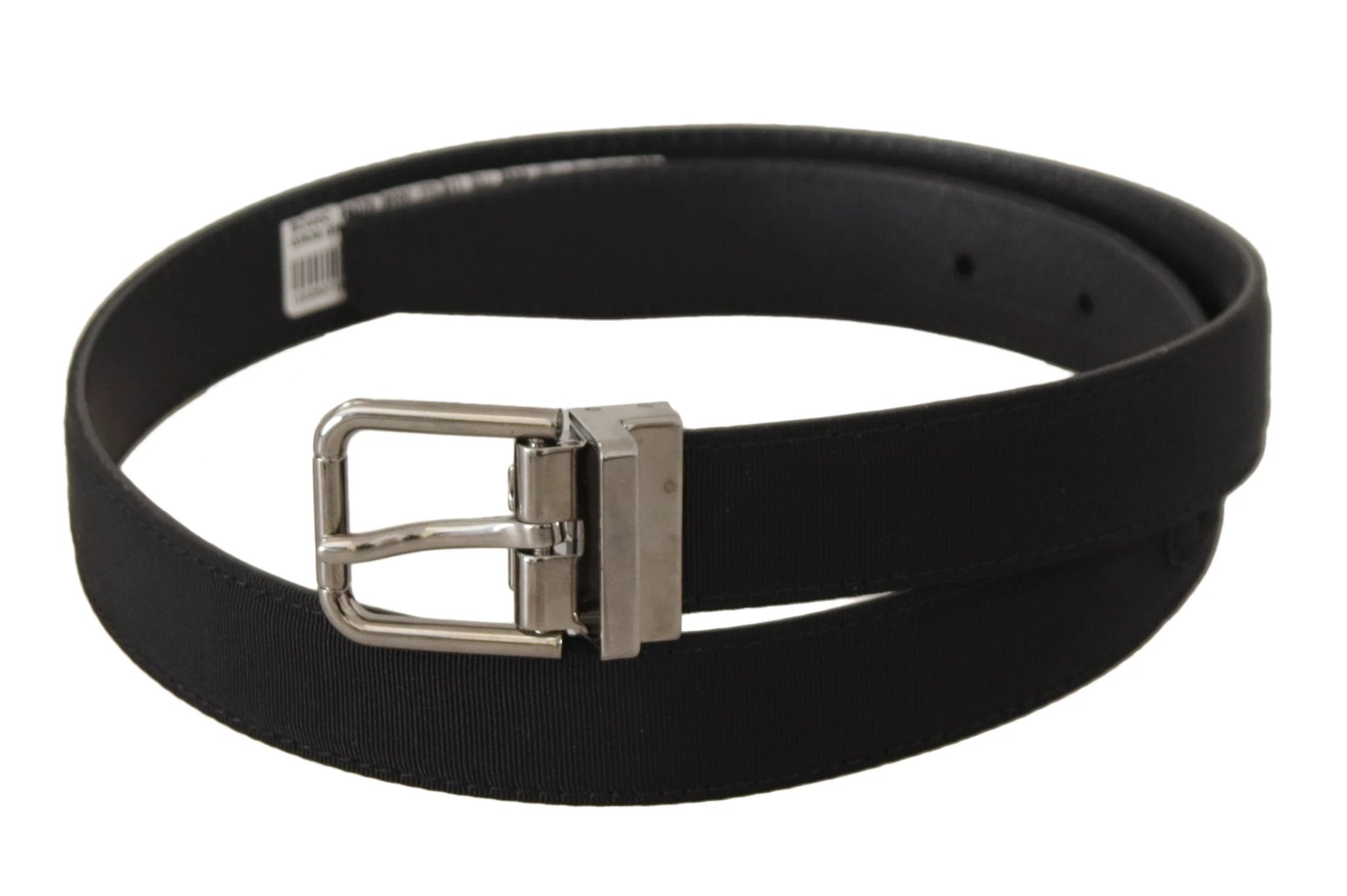 Dolce & Gabbana Black Canvas Leather Silver Tone Metal Buckle Belt by Dolce & Gabbana