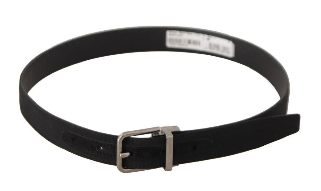 Dolce & Gabbana Black Canvas Leather Silver Tone Metal Buckle Belt by Dolce & Gabbana