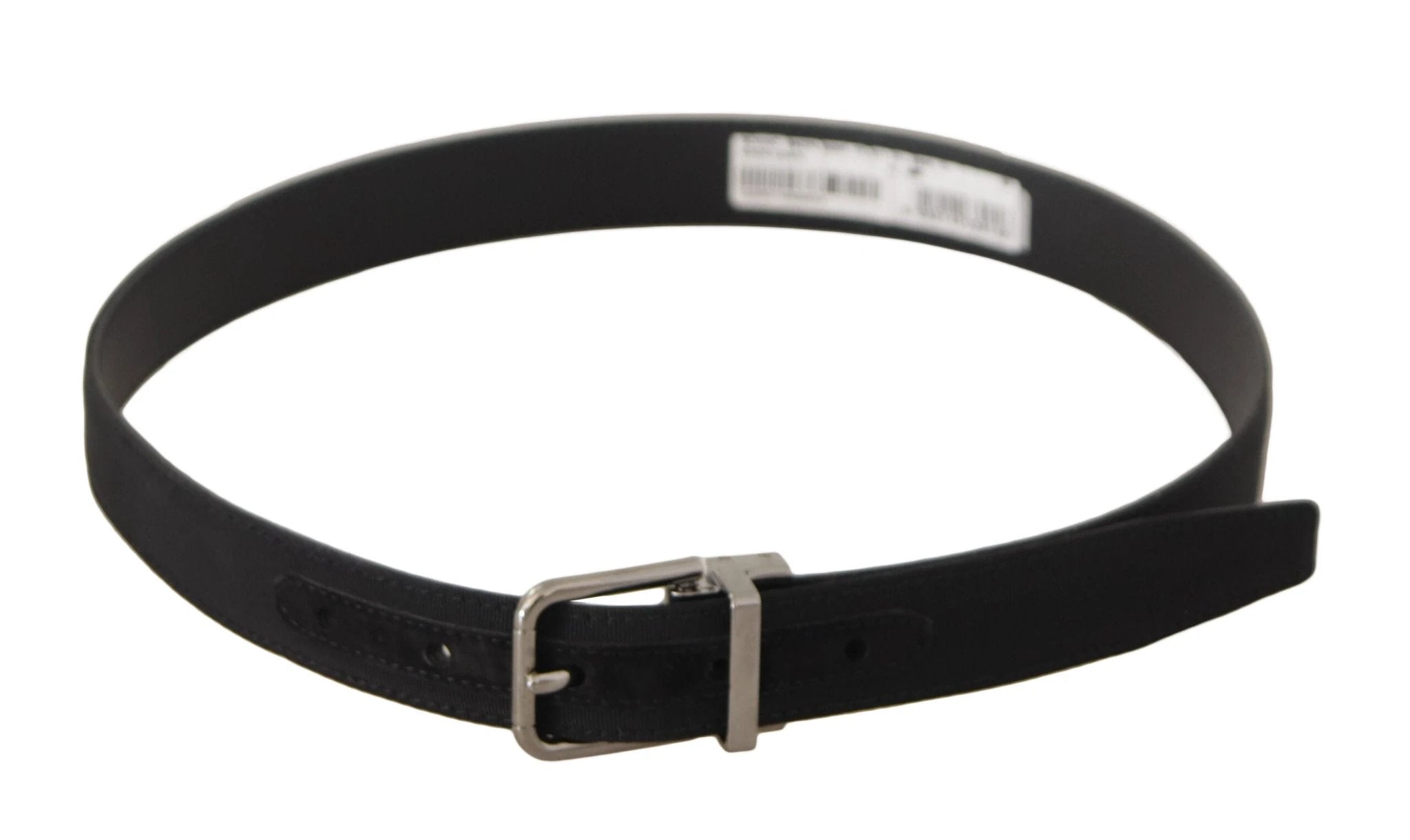 Dolce & Gabbana Black Canvas Leather Silver Tone Metal Buckle Belt by Dolce & Gabbana