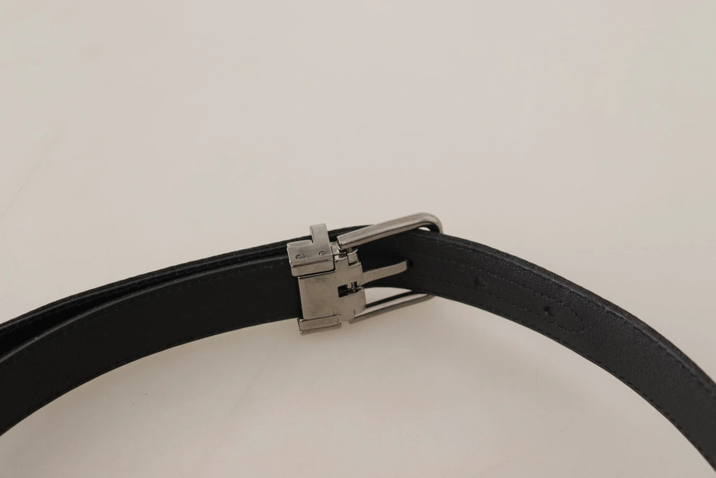 Dolce & Gabbana Black Canvas Leather Silver Tone Metal Buckle Belt by Dolce & Gabbana