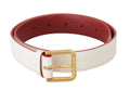 Dolce & Gabbana White Calf Leather Two-Toned Gold Metal Buckle Belt by Dolce & Gabbana