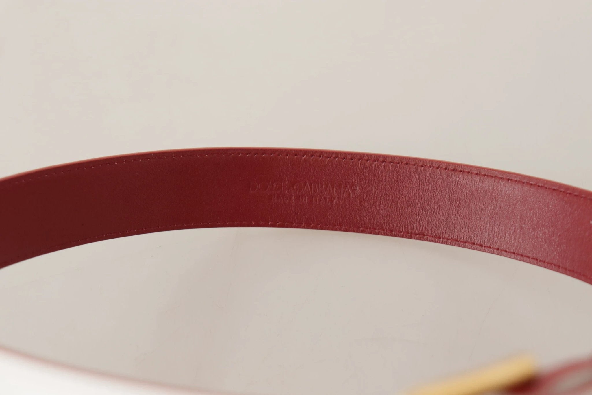 Dolce & Gabbana White Calf Leather Two-Toned Gold Metal Buckle Belt by Dolce & Gabbana