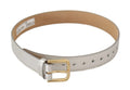 Dolce & Gabbana Silver Leather Gold Tone Logo Metal Buckle Belt by Dolce & Gabbana