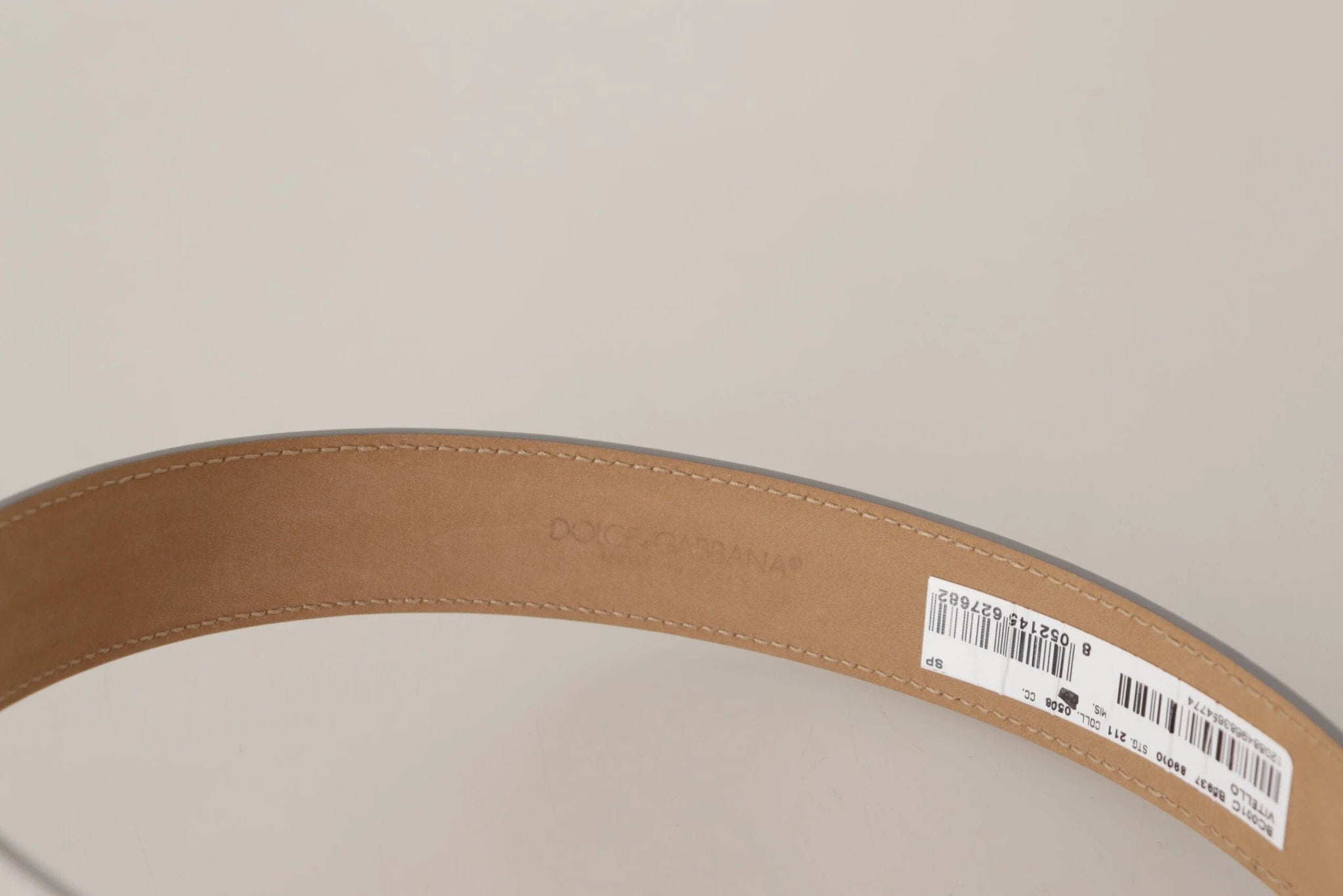 Dolce & Gabbana Silver Leather Gold Tone Logo Metal Buckle Belt by Dolce & Gabbana