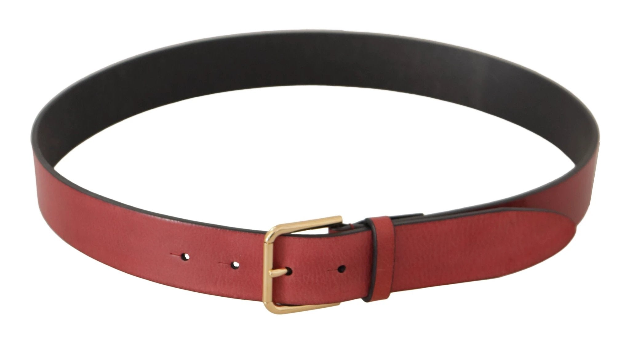Dolce & Gabbana Red Leather Gold Logo Engraved Metal Buckle Belt by Dolce & Gabbana