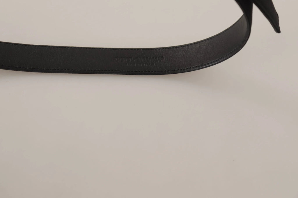 Dolce & Gabbana Black Calfskin Leather Vintage Metal Buckle Belt by Dolce & Gabbana