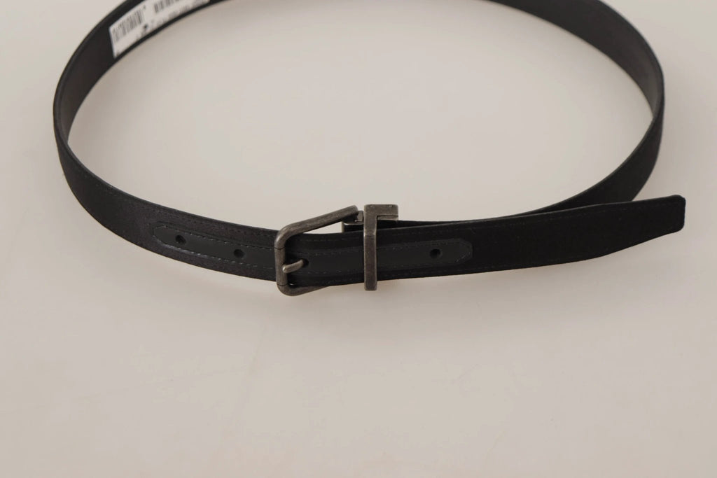 Dolce & Gabbana Black Calfskin Leather Vintage Metal Buckle Belt by Dolce & Gabbana