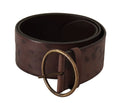 Dolce & Gabbana Dark Brown Wide Calf Leather Logo Round Buckle Belt by Dolce & Gabbana