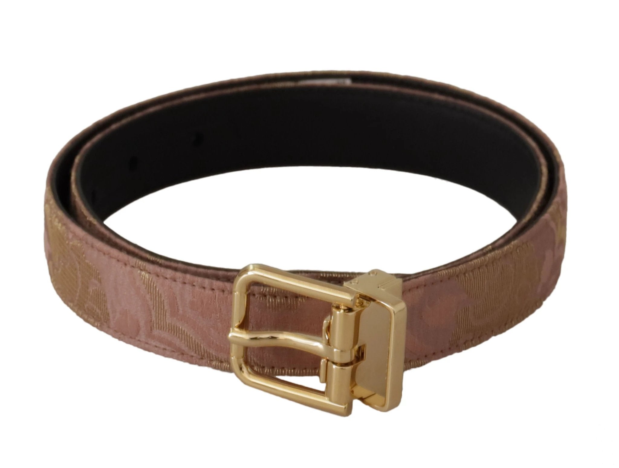 Dolce & Gabbana Rose Gold Leather Logo Engraved Metal Buckle Belt by Dolce & Gabbana