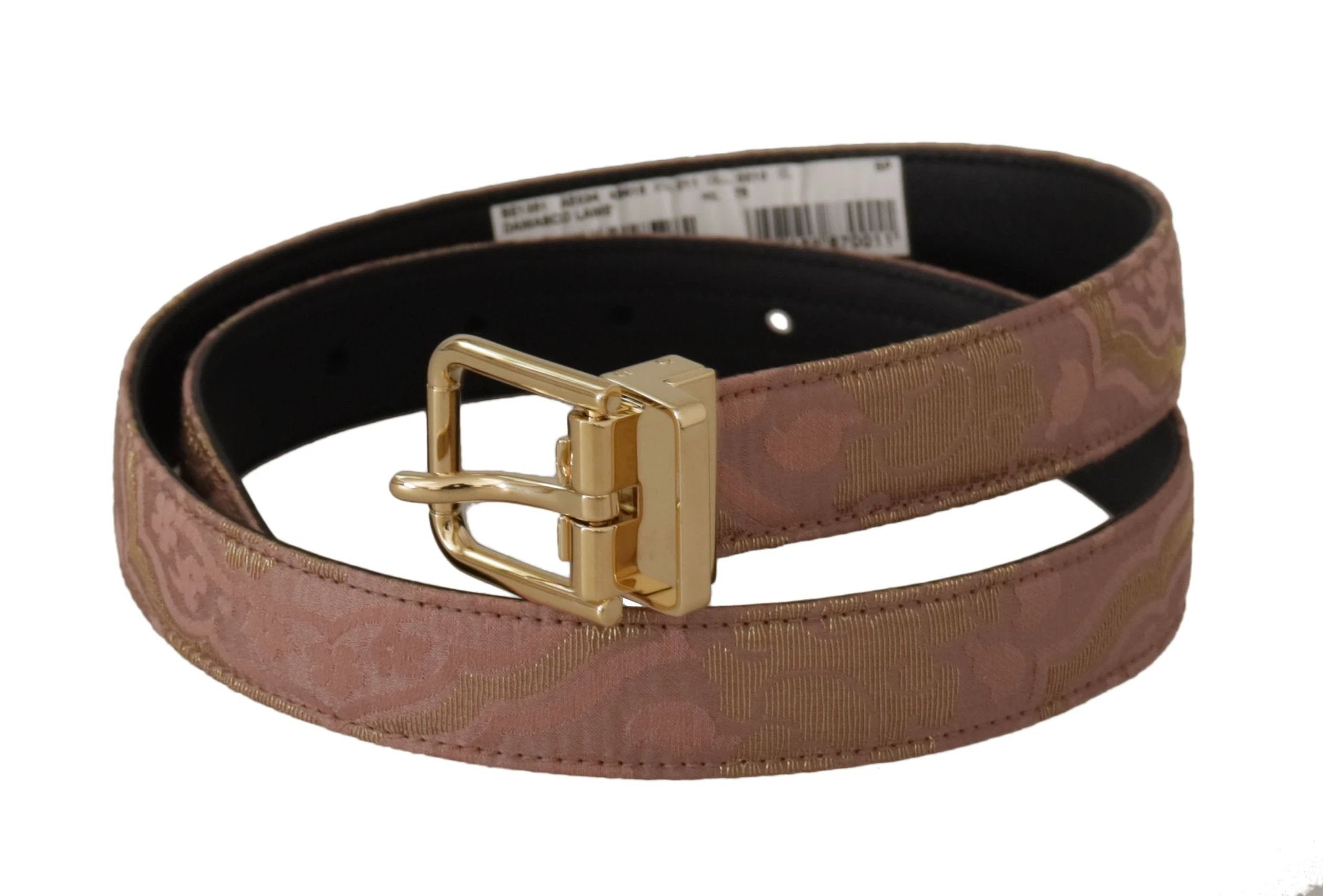 Dolce & Gabbana Rose Gold Leather Logo Engraved Metal Buckle Belt by Dolce & Gabbana