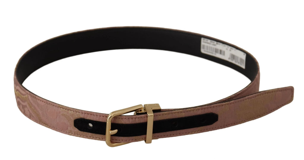 Dolce & Gabbana Rose Gold Leather Logo Engraved Metal Buckle Belt by Dolce & Gabbana