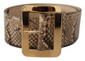 Dolce & Gabbana Brown Exotic Wide Waist Leather Gold Metal Buckle Belt by Dolce & Gabbana