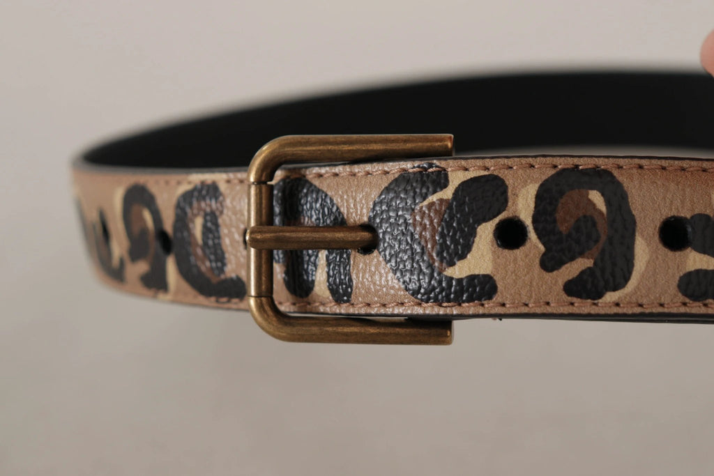 Dolce & Gabbana Brown Leopard Print Vintage Metal Waist Buckle Belt by Dolce & Gabbana