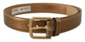 Dolce & Gabbana Bronze Calf Leather Gold Logo Waist Buckle Belt by Dolce & Gabbana