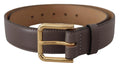 Ceinture Dolce &amp; Gabbana en cuir de veau gris avec boucle logo en métal doré