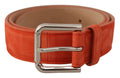 Dolce & Gabbana Orange Leather Suede Silver Logo Metal Buckle Belt by Dolce & Gabbana