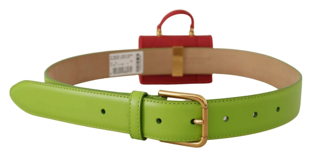 Dolce & Gabbana Green Leather Devotion Heart Micro Bag Headphones Belt by Dolce & Gabbana