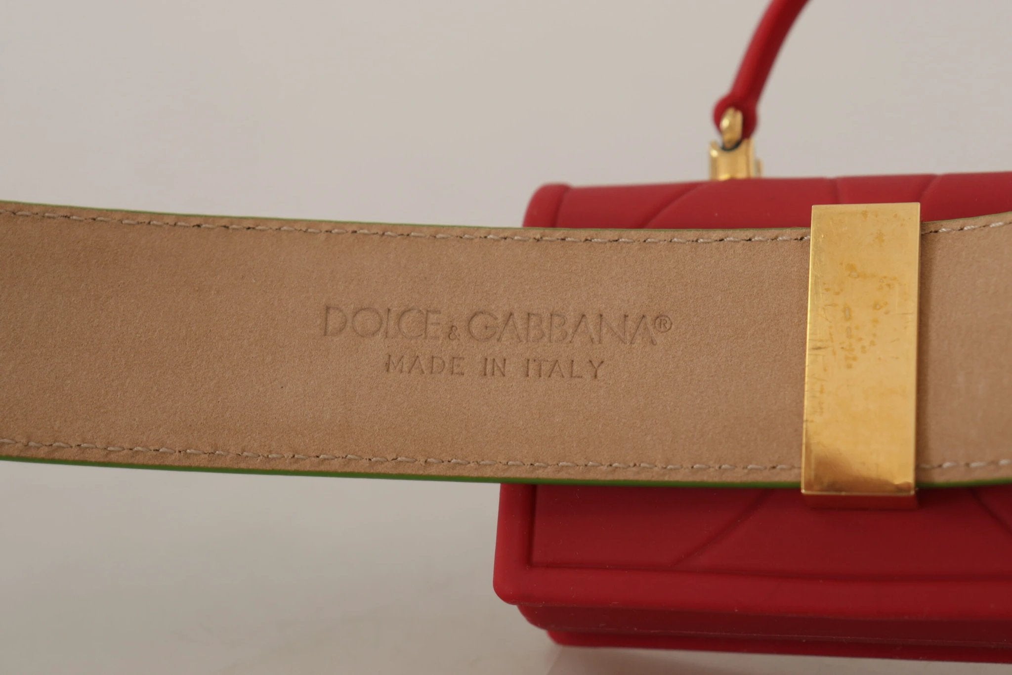 Dolce & Gabbana Green Leather Devotion Heart Micro Bag Headphones Belt by Dolce & Gabbana