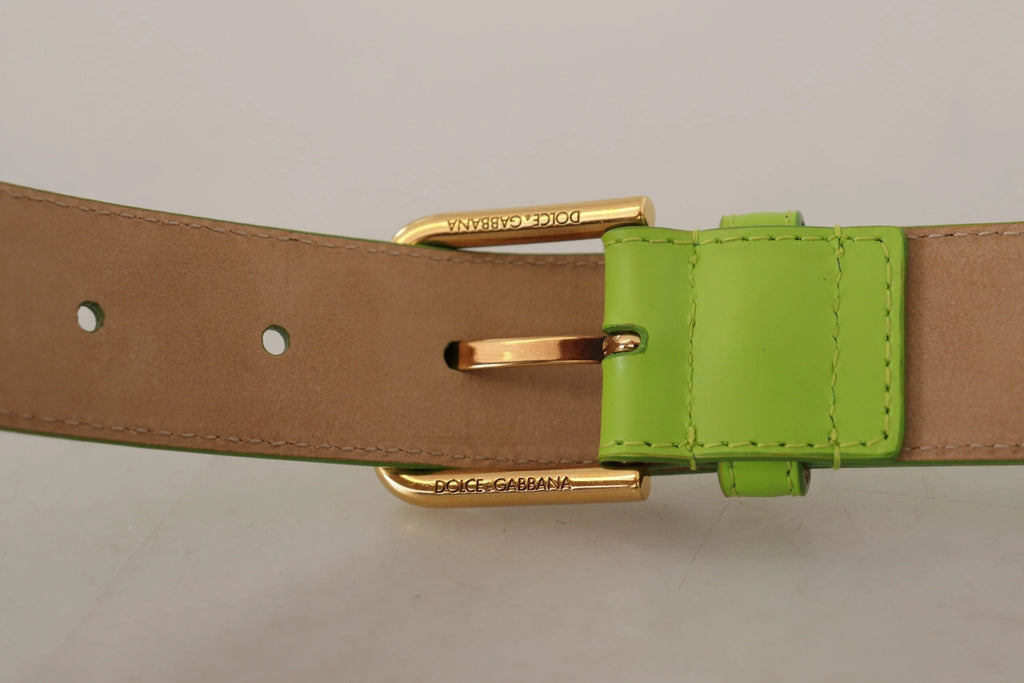 Dolce & Gabbana Green Leather Devotion Heart Micro Bag Headphones Belt by Dolce & Gabbana