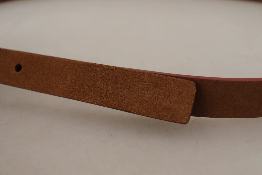 Dolce & Gabbana Brown Logo Engraved Metal Waist Buckle Belt by Dolce & Gabbana