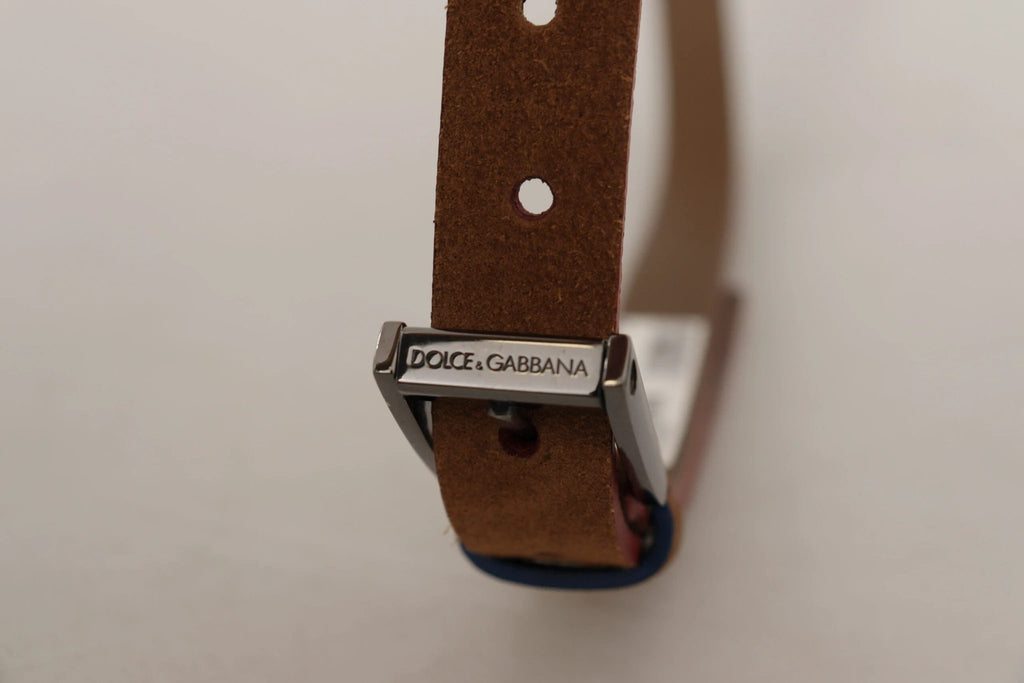 Dolce & Gabbana Brown Logo Engraved Metal Waist Buckle Belt by Dolce & Gabbana
