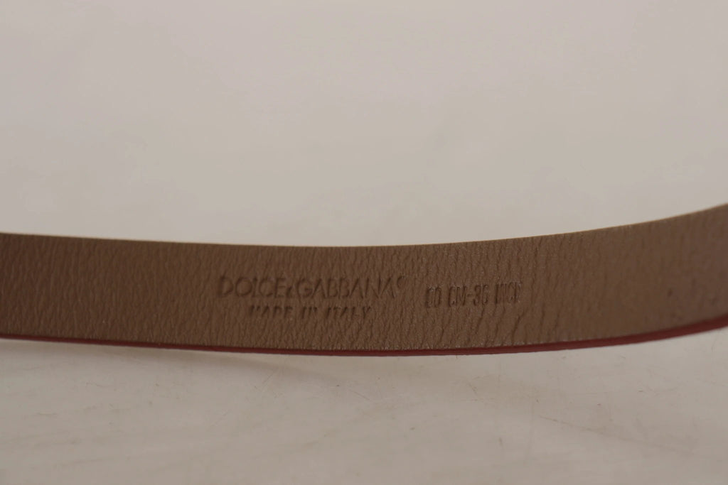 Dolce & Gabbana Brown Logo Engraved Metal Waist Buckle Belt by Dolce & Gabbana