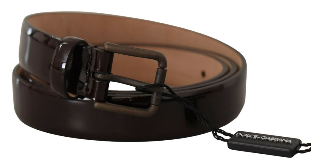 Dolce & Gabbana Black Patent Leather Logo Metal Waist Buckle Belt by Dolce & Gabbana