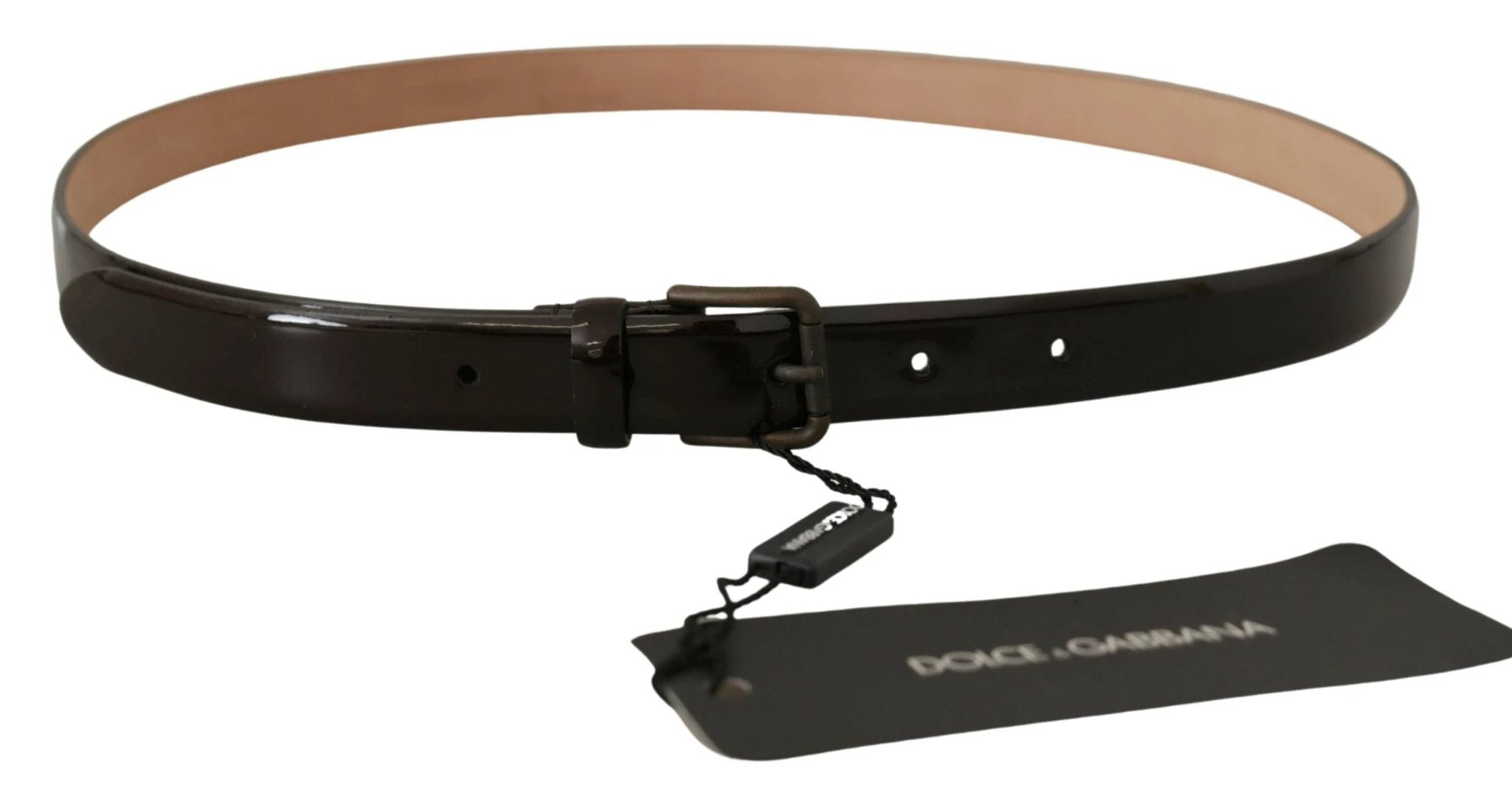 Dolce & Gabbana Black Patent Leather Logo Metal Waist Buckle Belt by Dolce & Gabbana