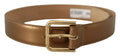 Dolce & Gabbana Bronze Leather Gold Logo Engraved Waist Buckle Belt by Dolce & Gabbana