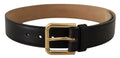Dolce & Gabbana Black Solid Leather Classic Gold Waist Buckle Belt by Dolce & Gabbana
