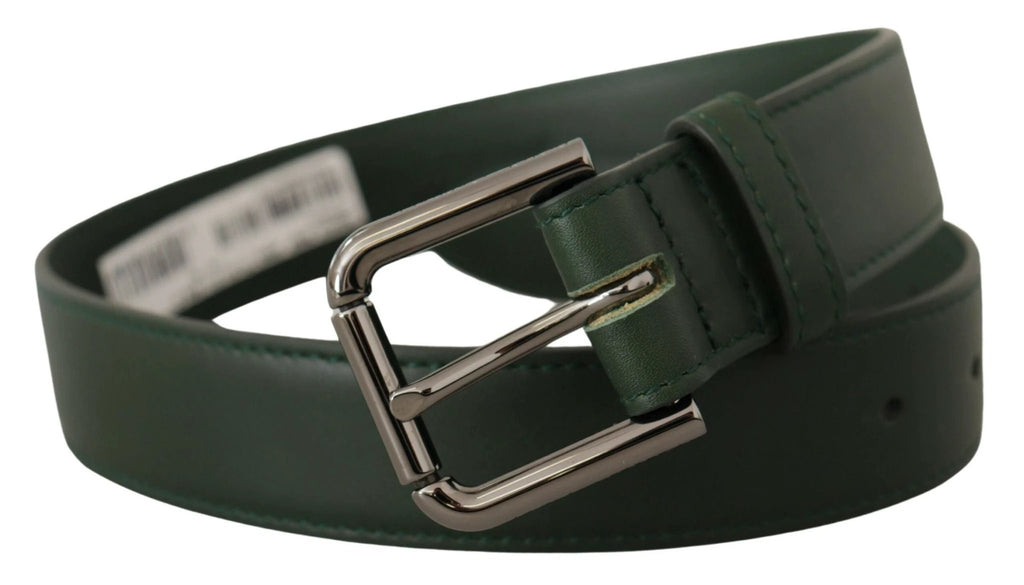 Dolce & Gabbana Army Green Leather Logo Metal Waist Buckle Belt by Dolce & Gabbana
